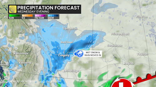 5-15 cm: Spring snow hits southern Alberta this week