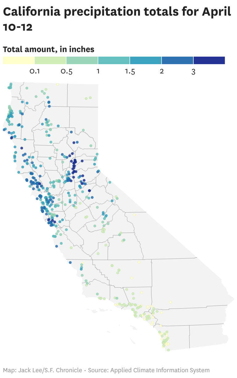 Here's how much rain and snow California received this weekend in major ...