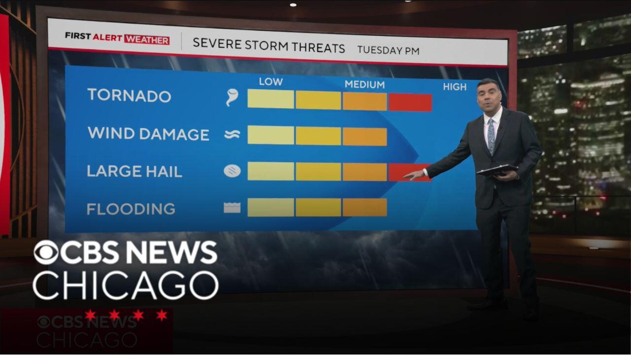 Heightened risk for severe storms for Chicago area on Tuesday