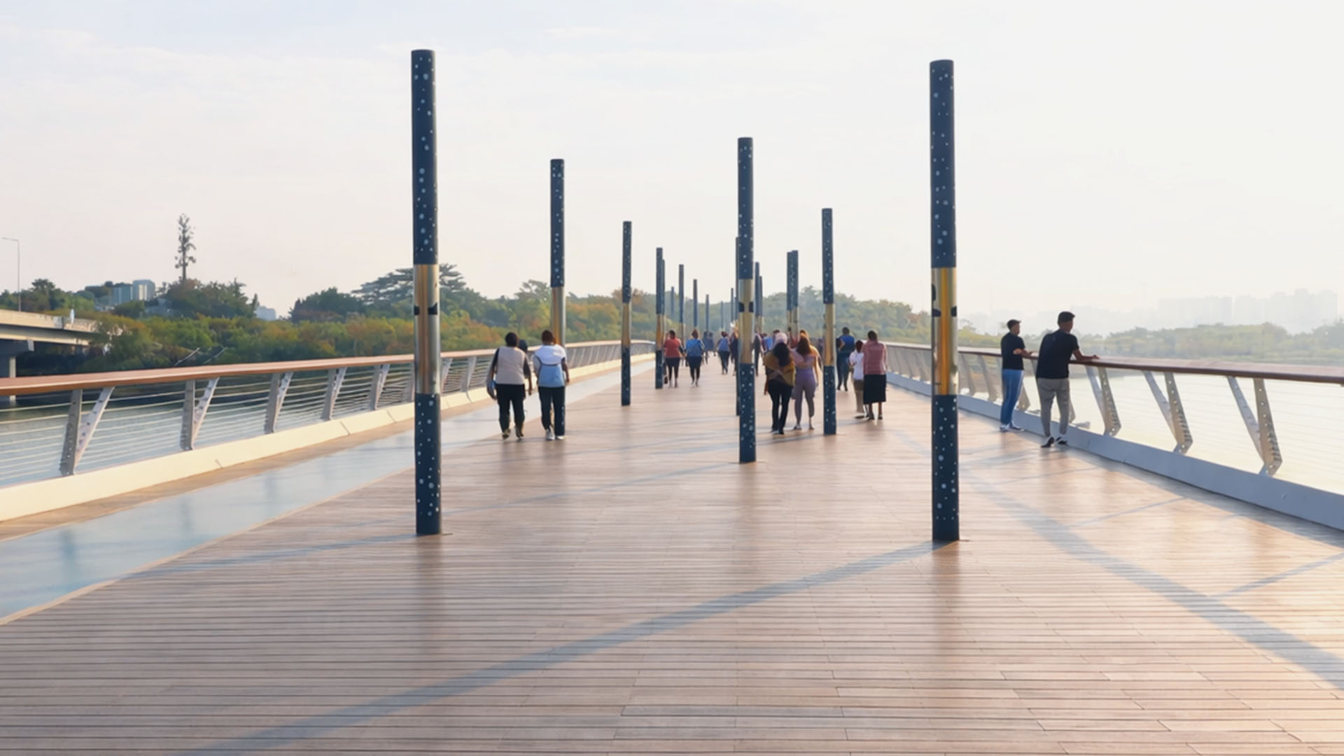 Visitors spend time here enjoying the open riverside atmosphere