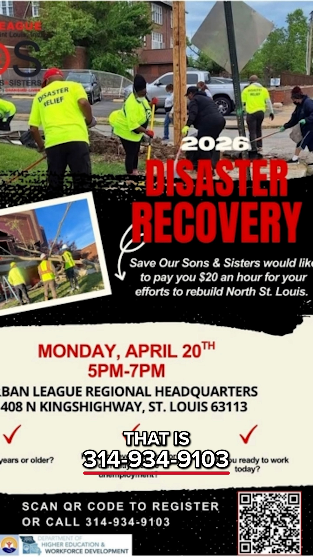 Jobs paying $20 an hour available for St. Louis tornado cleanup