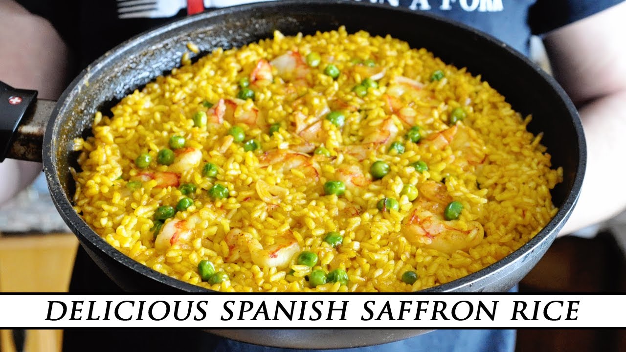 Spanish saffron rice with garlic shrimp recipe