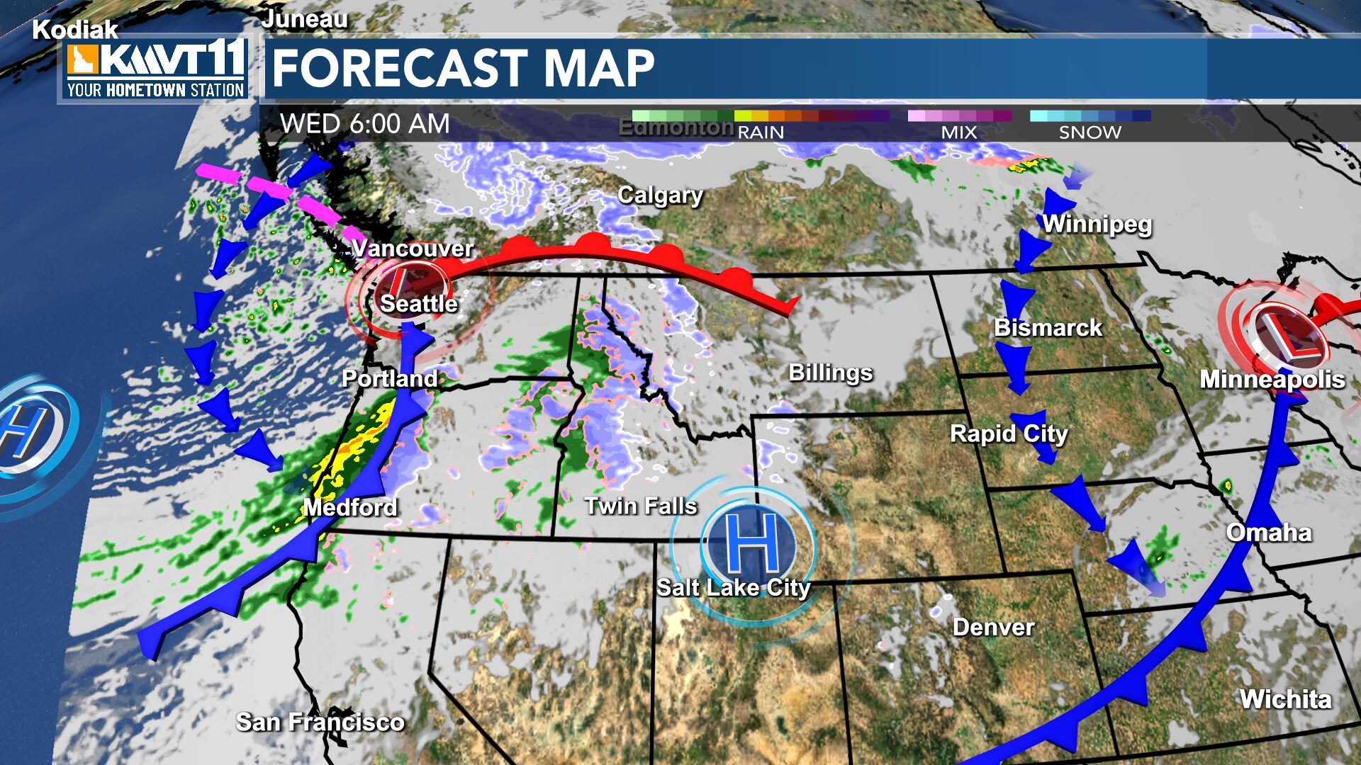 Precipitation enters as the wind pick up, and cooler air filters in