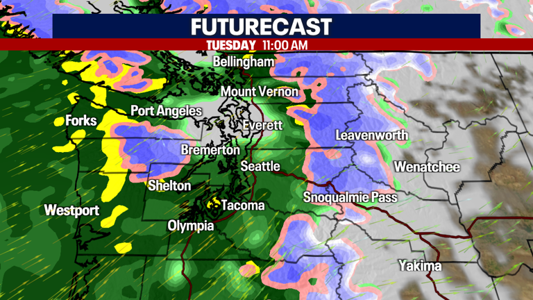 Seattle weather: Winter storm in Cascades Tuesday night