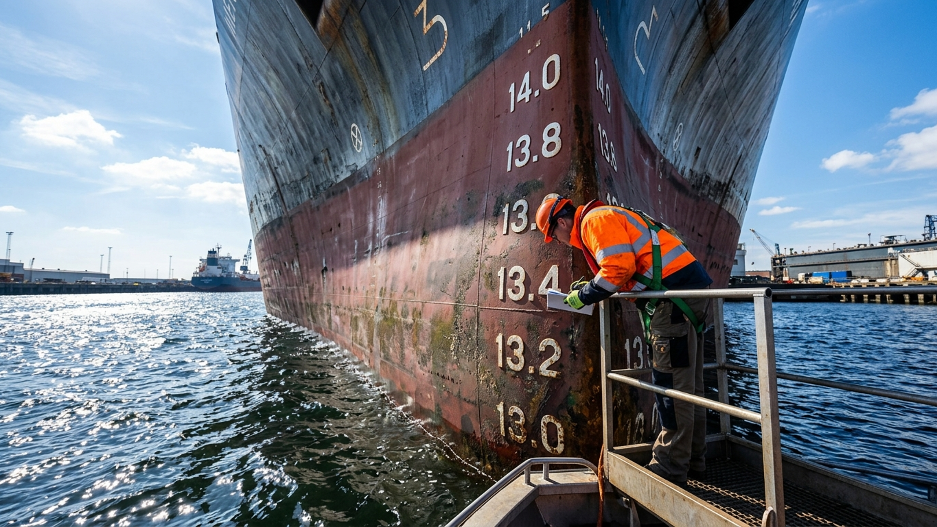 How draft marks and displaced water tell you exactly what a ship weighs