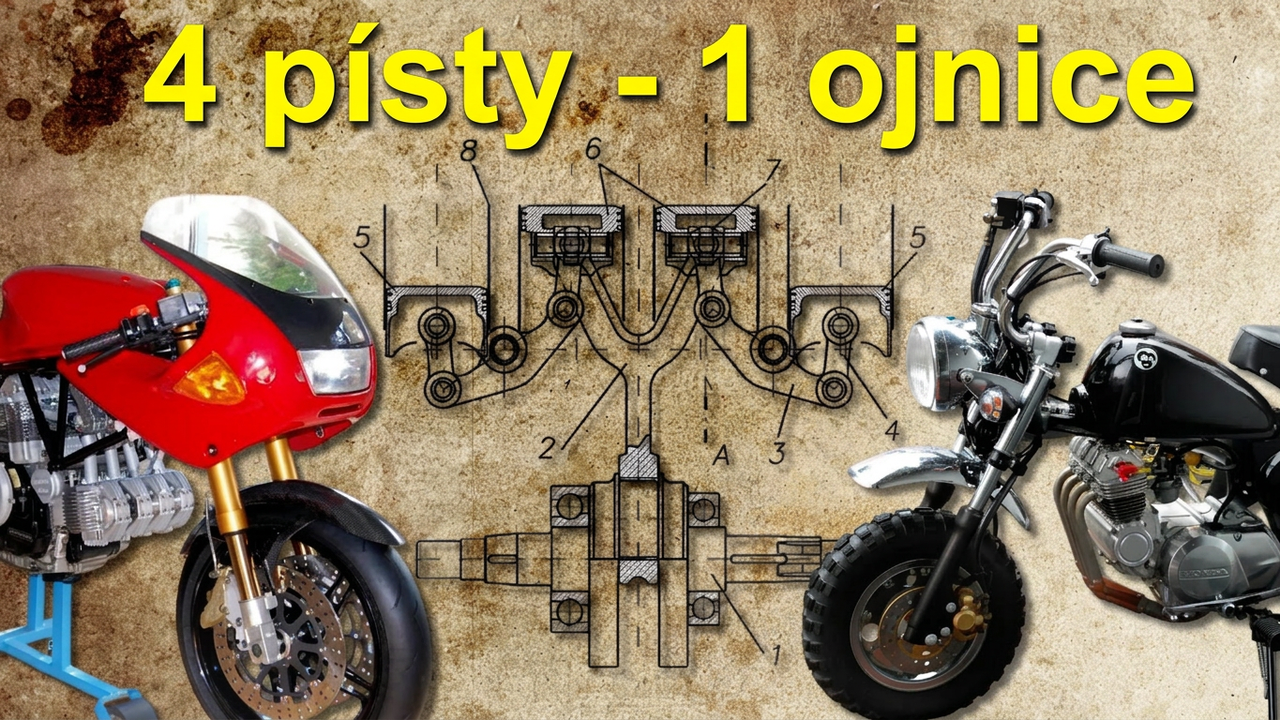 4 písty na jedné ojnici – jak tohle může fungovat na motorce?