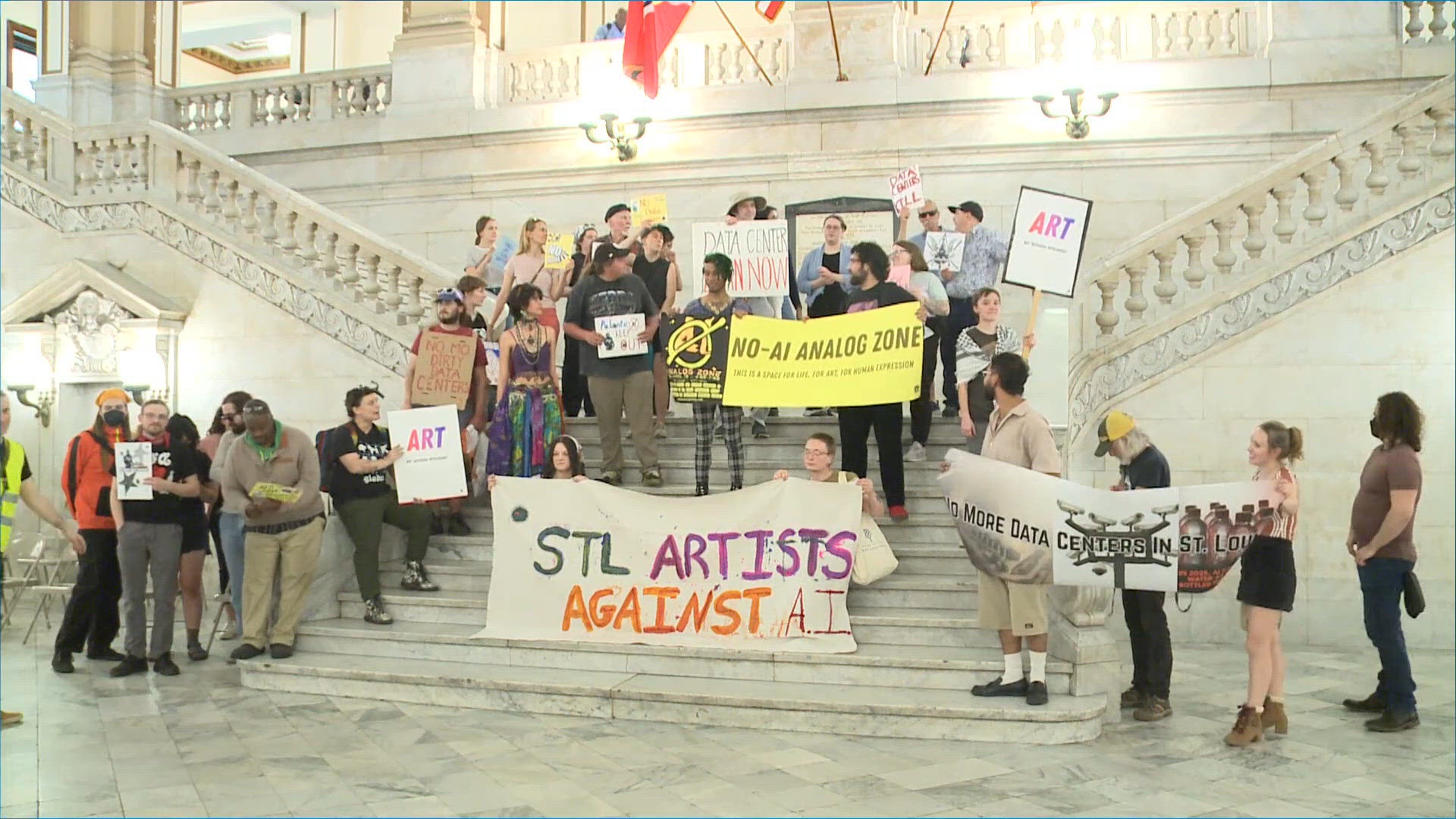 Protest against AI and data centers in St. Louis