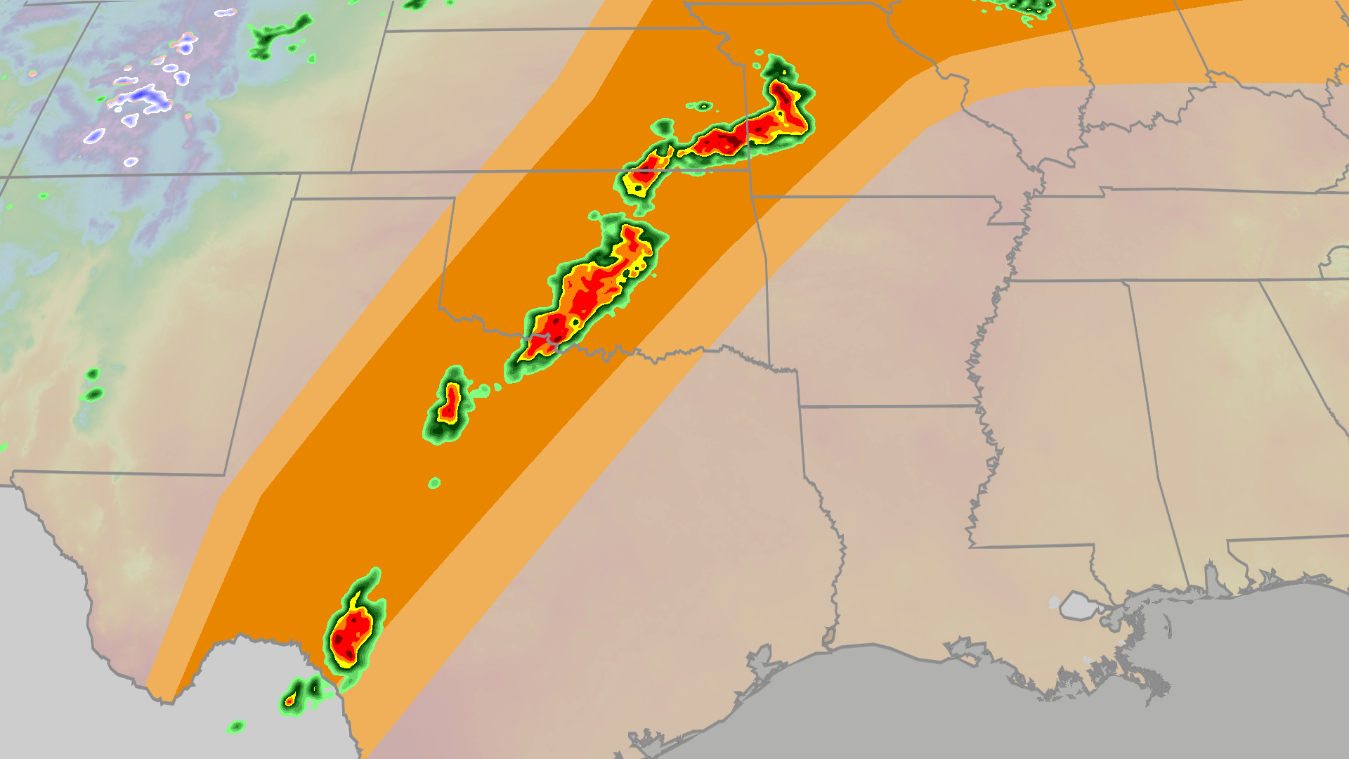 Severe threat targets Plains, Mississippi Valley again