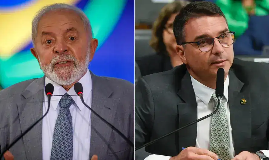 Lula e Flávio Bolsonaro em embate segundo pesquisa Futura/Apex (Foto: Instagram)