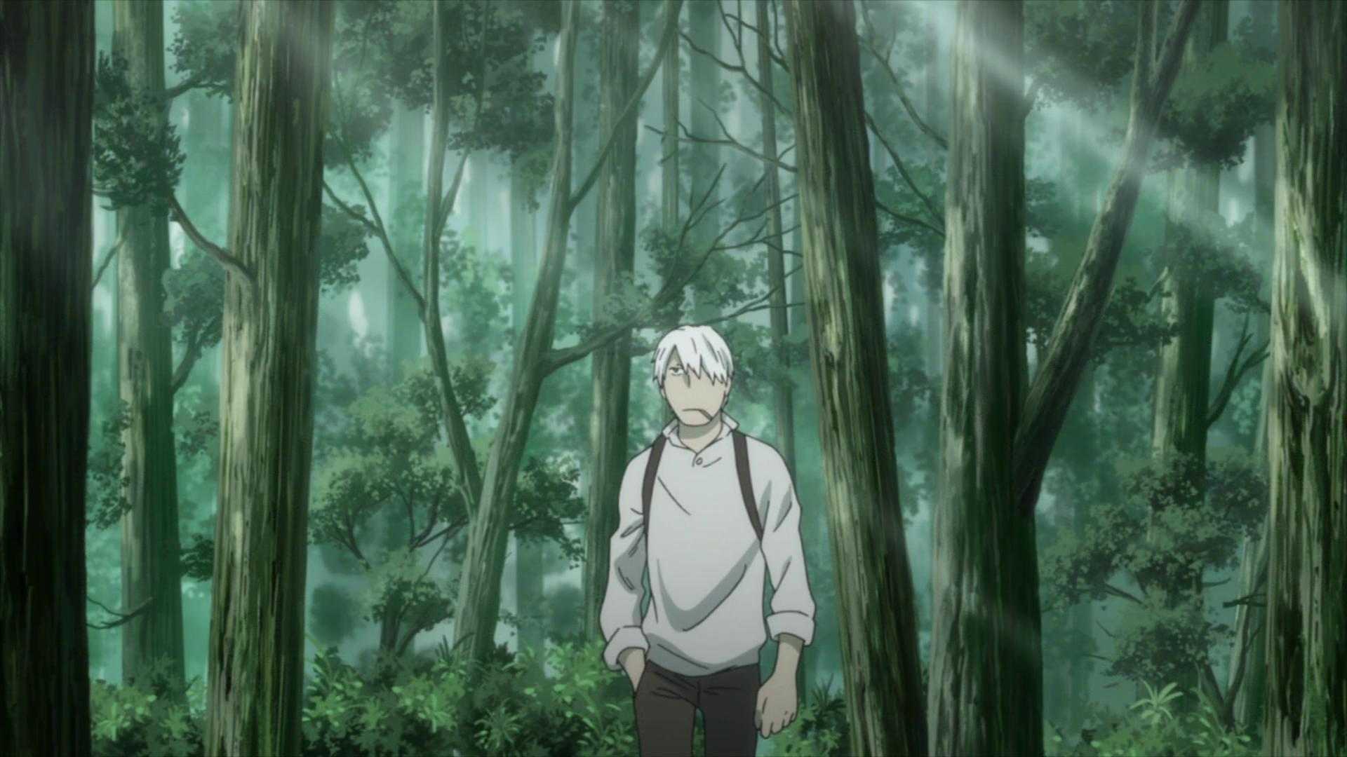 Ginko from Mushishi wanders the woods