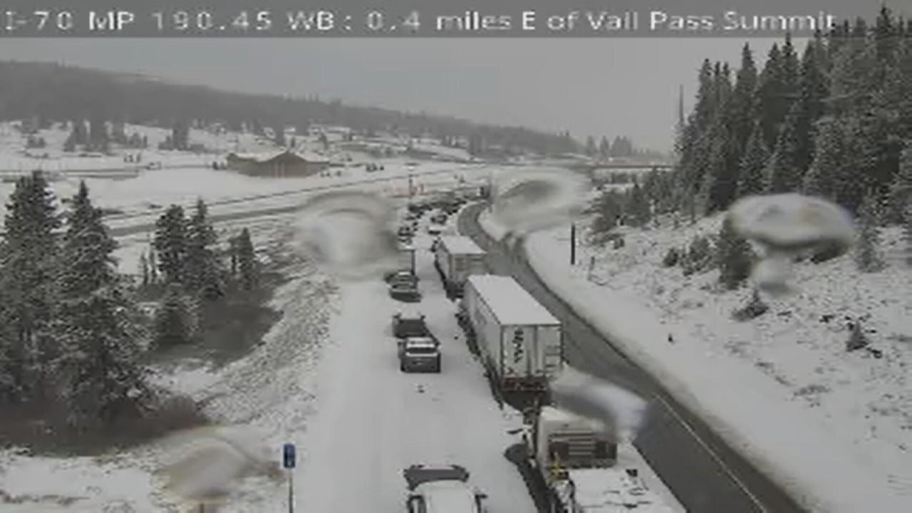 Snow falls in Colorado mountains, westbound lanes of I-70 closed near ...