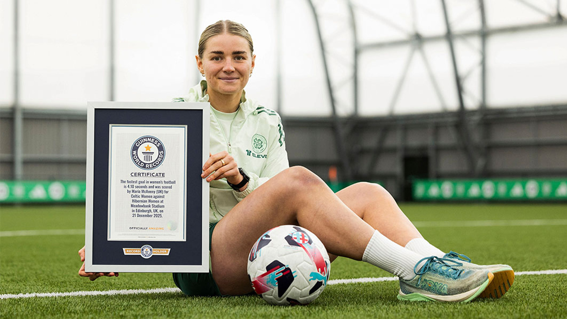 Footballer scores in 4.10 seconds to claim fastest women's football ...