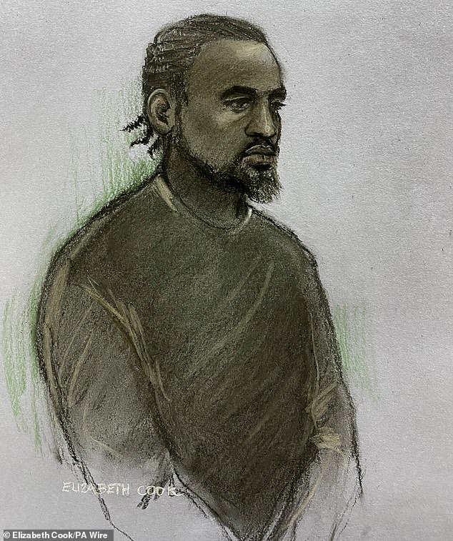 A court sketch of Oluwadamilola Ogunyankinnu as he appeared at Stratford Magistrates' Court yesterday