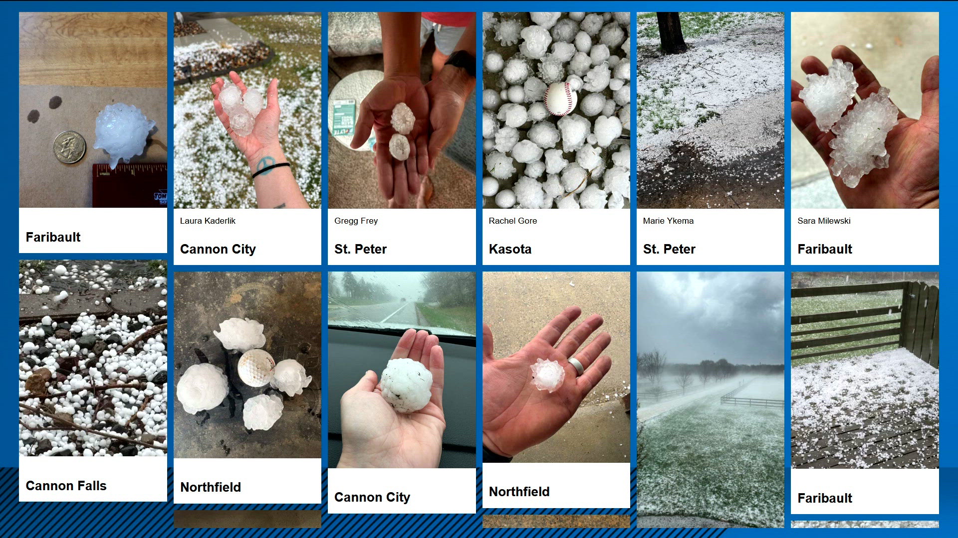 Residents clean up after storm dumps hail in southern Minnesota