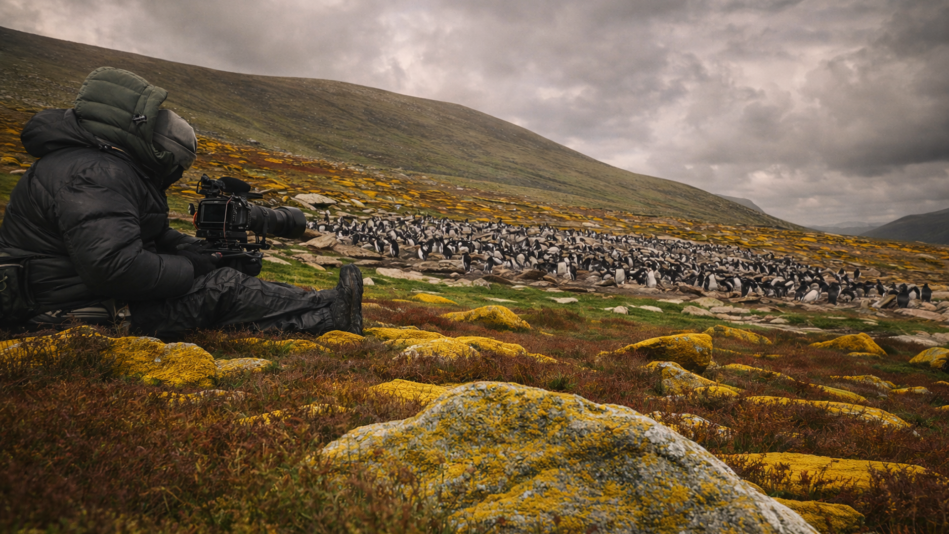 Surviving 60 mph winds to film rare penguin colonies