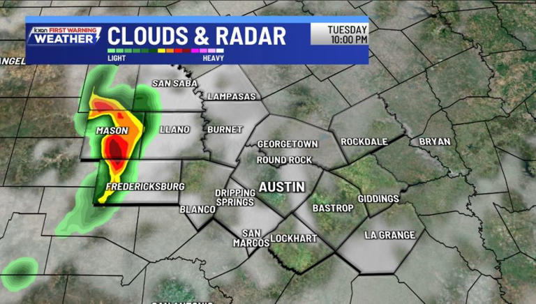 Isolated Hill Country strong storms tonight