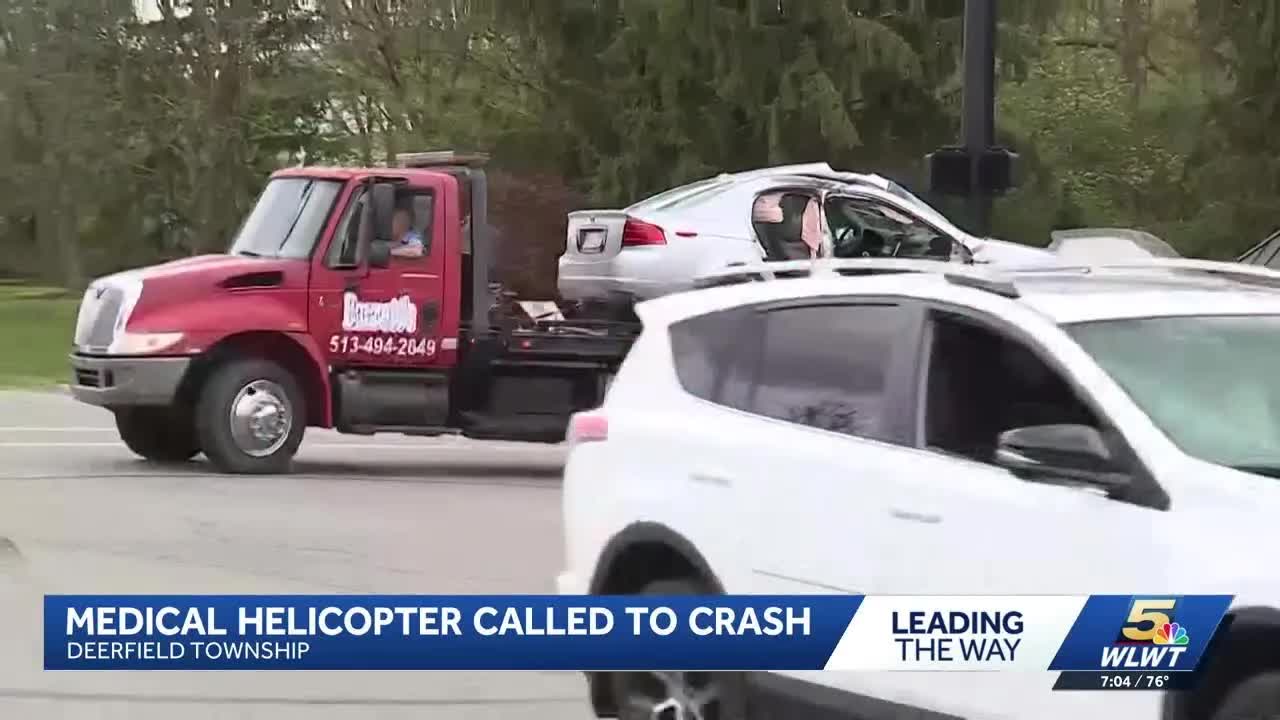 Medical helicopter called to Deerfield Township crash