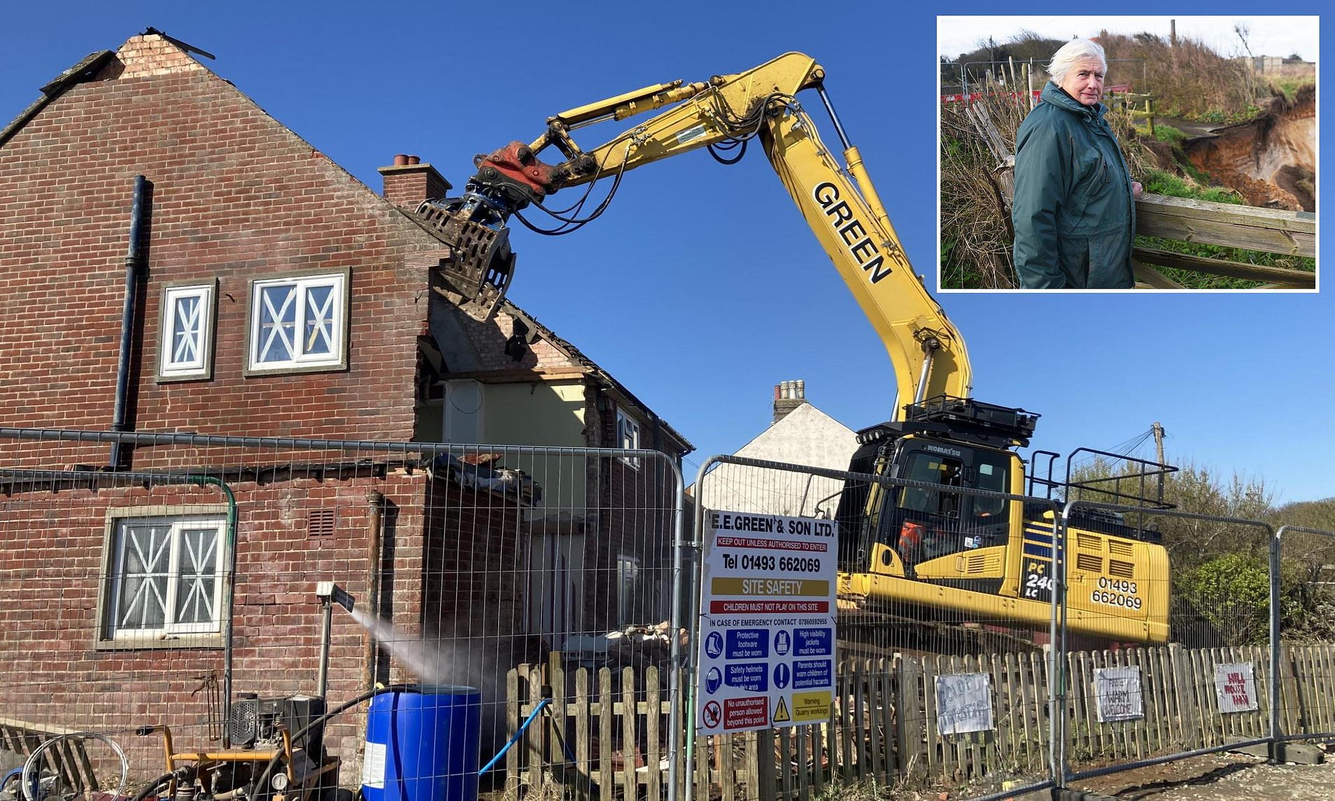 Bulldozers demolish three houses in erosion hit Norfolk village: Cliff ...