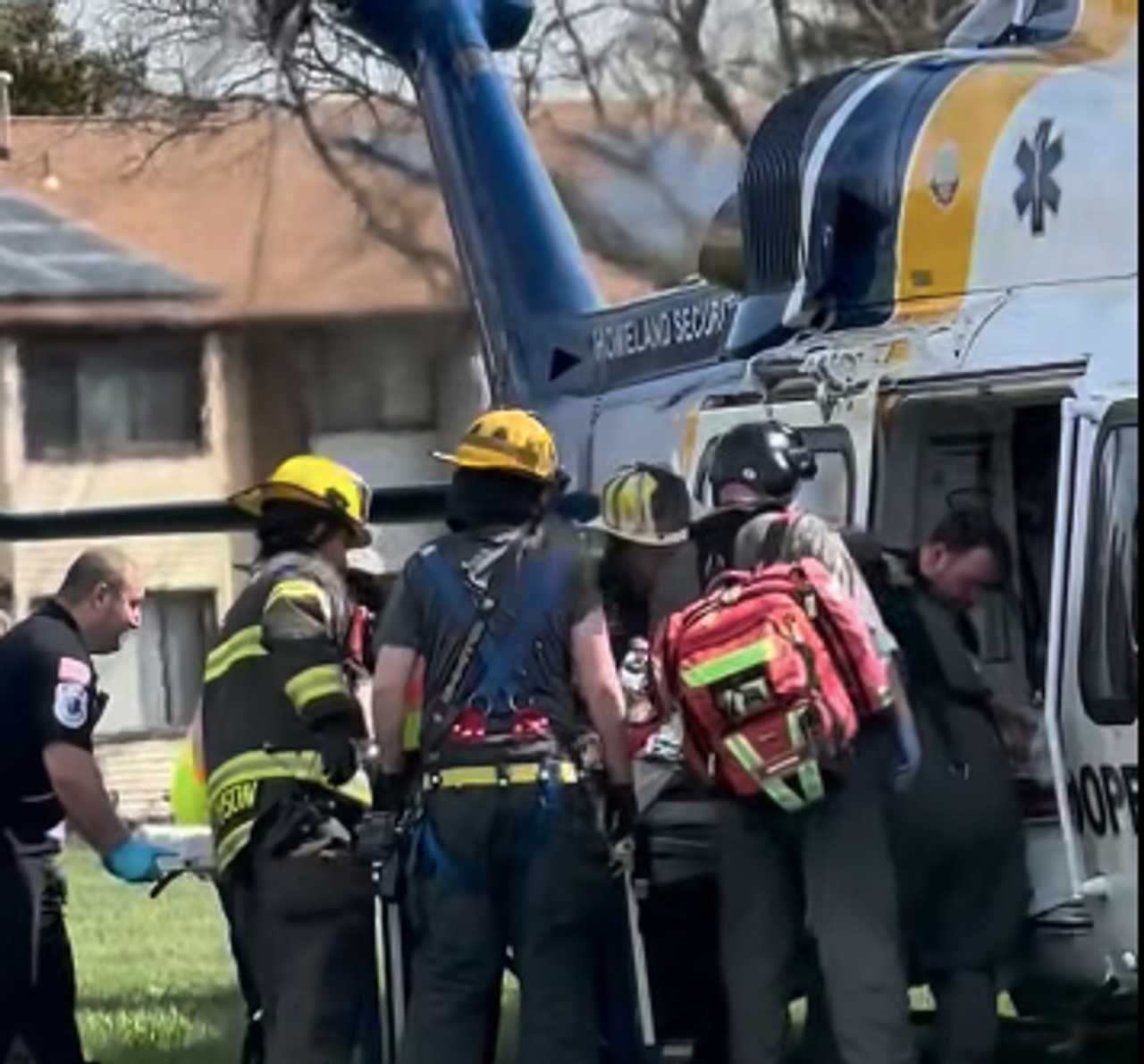 Woman airlifted after crash engulfs vehicle in flames: East Windsor PD