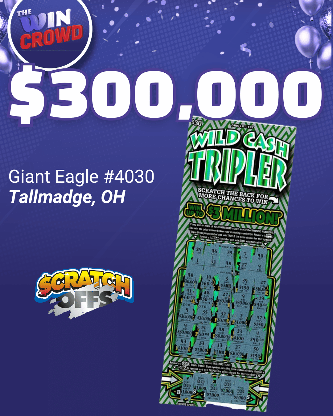 Ohio man turns $30 scratch-off into $300,000 prize