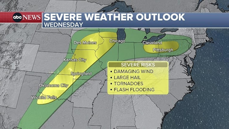 50 million people on alert for severe weather from Texas to Michigan