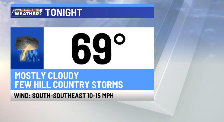 Isolated Hill Country strong storms tonight
