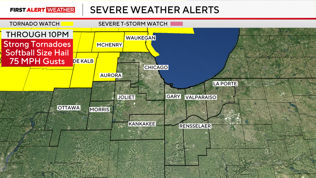 Tornado watch issued for parts of Chicago area as severe storms approach Tuesday