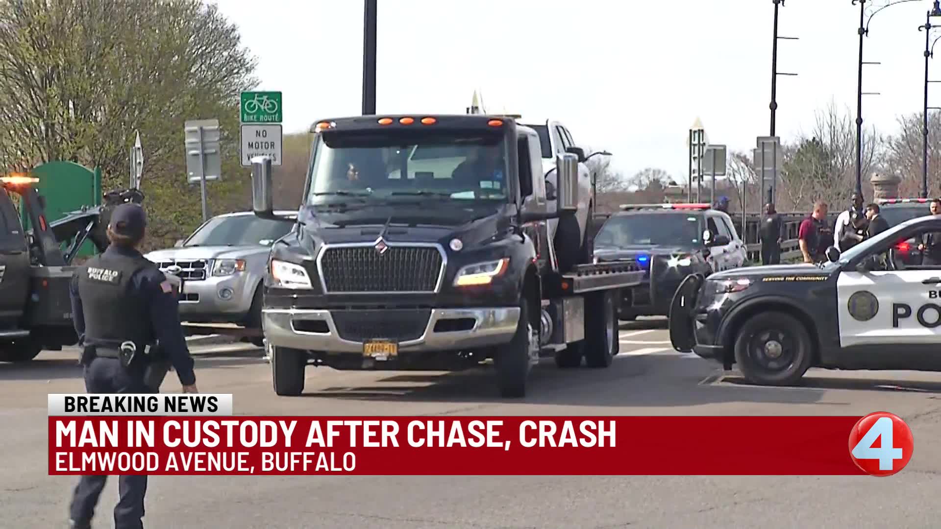 1 person in custody following chase, crash on Elmwood Ave.