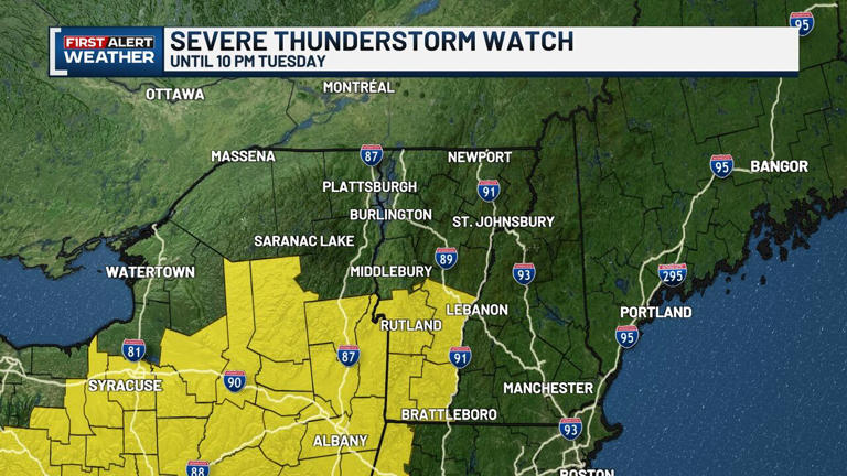 Severe thunderstorm watch in effect for southern Vermont Tuesday evening