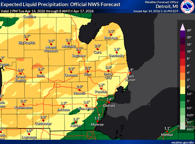 Heavy rainfall, severe storms predicted for metro Detroit starting tonight