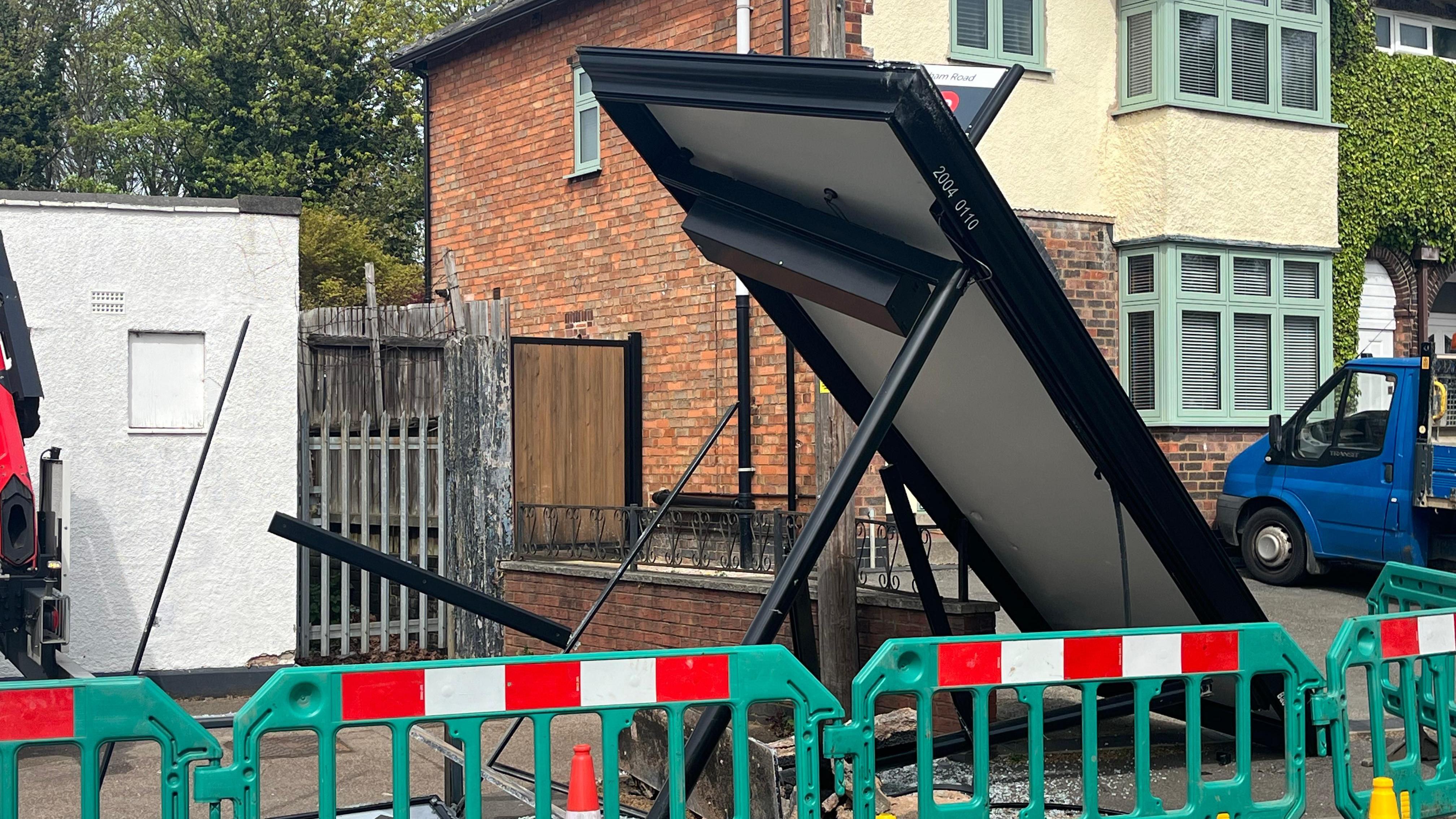 HGV damages bus stop during Toby Carvery delivery
