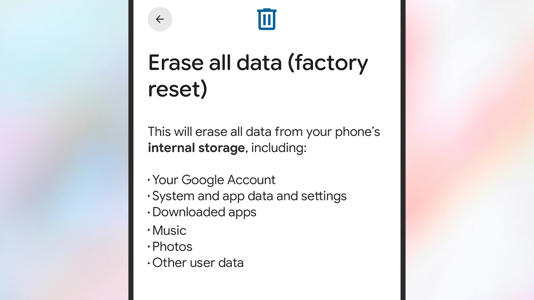 Resetting your phone will put it back into its original software state. Screenshot: Android