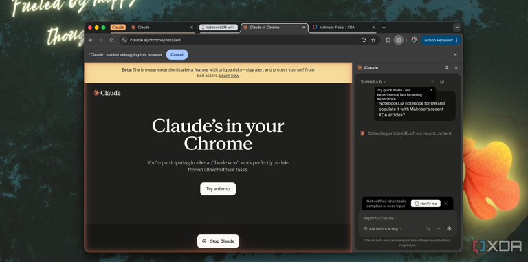 I paired NotebookLM with Claude's browser extension, and it changed how ...