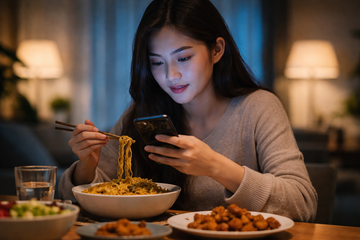 Vì sao nhiều người trẻ phải vừa ăn vừa lướt điện thoại mới thấy ngon?