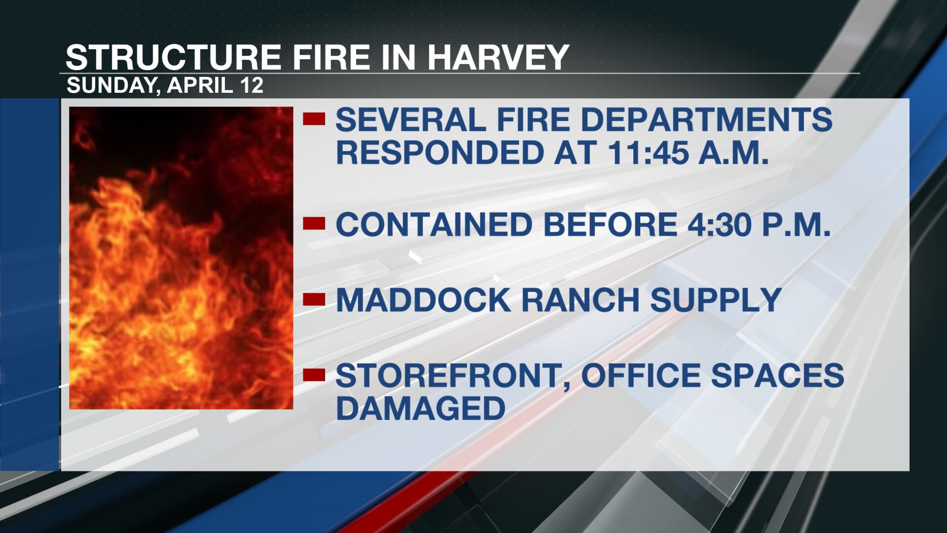 Structure fire impacts business in Harvey