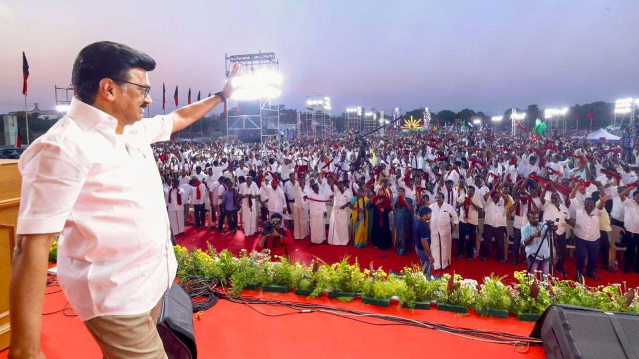 In photos Tamil Nadu CM MK Stalin addresses public meeting in Vellore