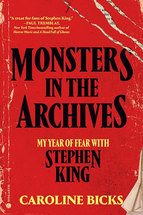 The cover of Monsters in the Archives is red with yellow print and slashed as if by claws.