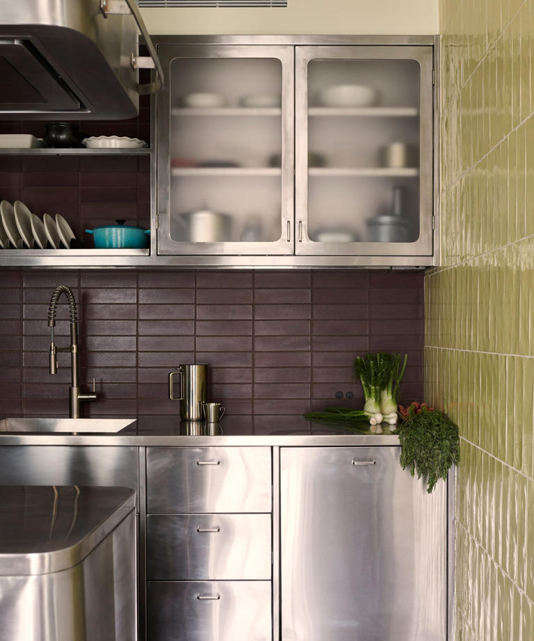 How designers are mixing stainless steel and artisanal tiles for a soft ...