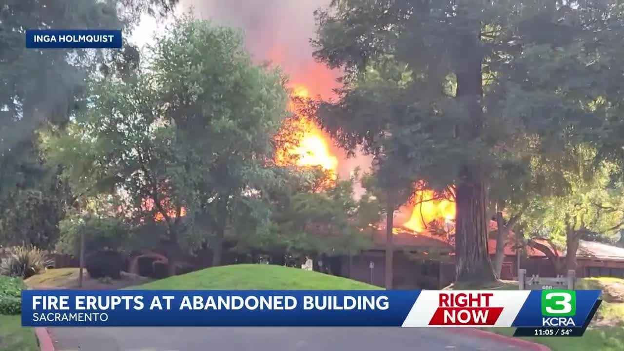 Fire erupts at abandoned building in Sacramento again
