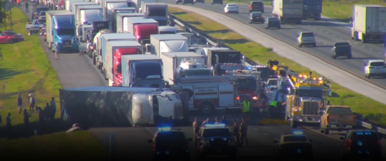 Semi driver flips truck on Florida highway after falling asleep at the ...