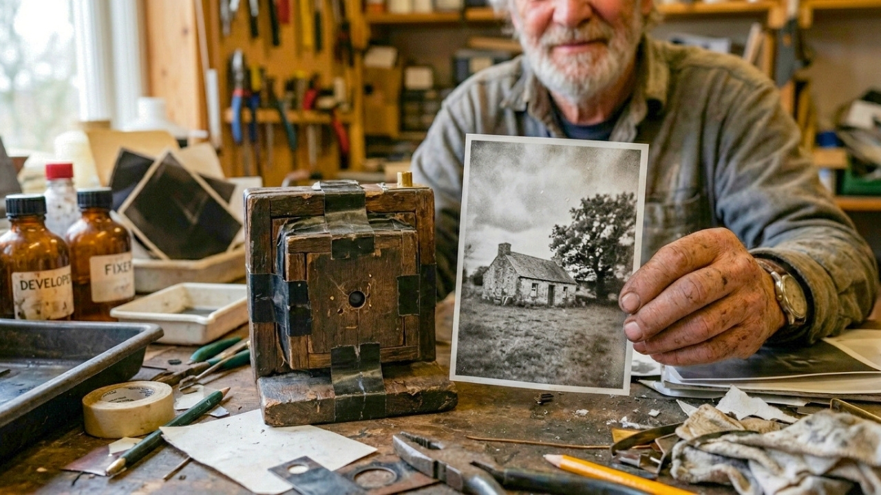 His handmade pinhole camera finally started taking real photos