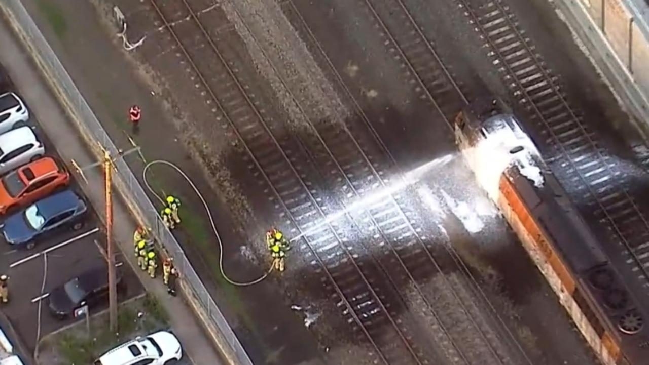 Rail chaos erupts as NSW train catches fire