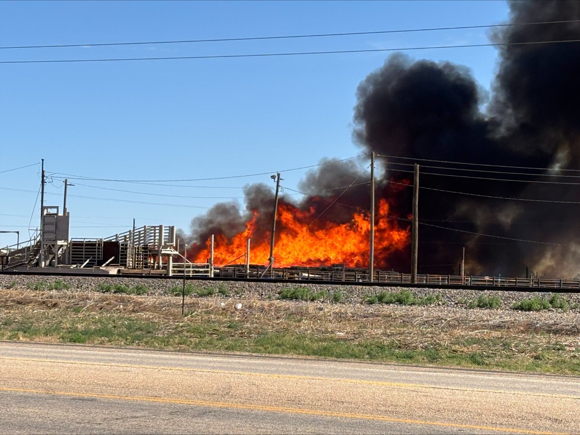 Fire crews battle pallet fire in southeast Lubbock