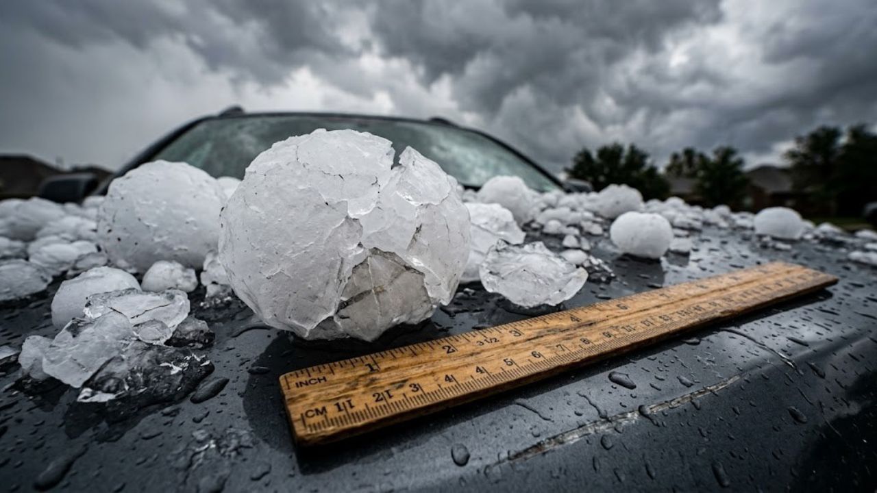Giant hail the size of tennis balls batters Oklahoma, Texas and Kansas
