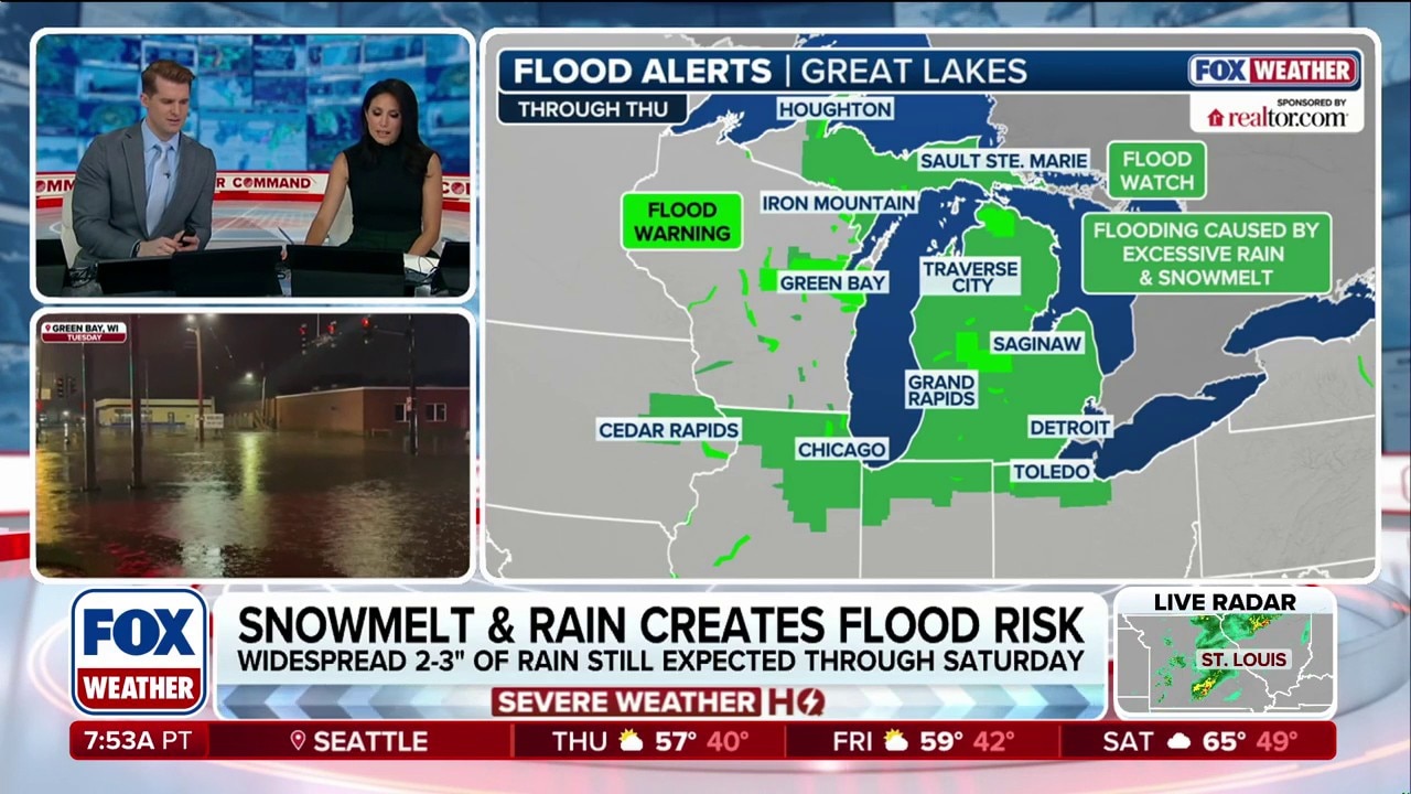 Snowmelt and rain create flood risk across Great Lakes with widespread ...