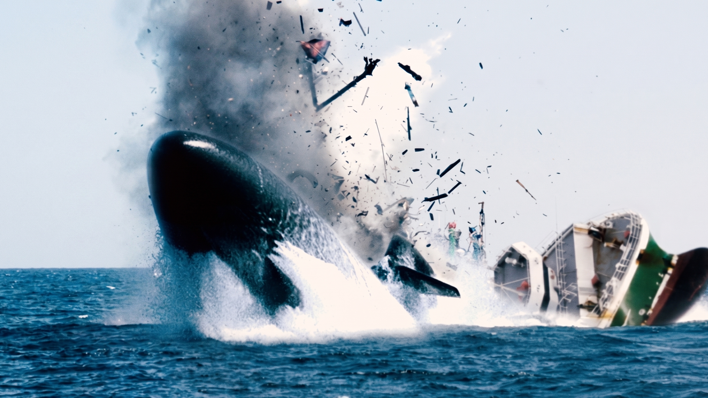 Watch a submarine slice a ship in half