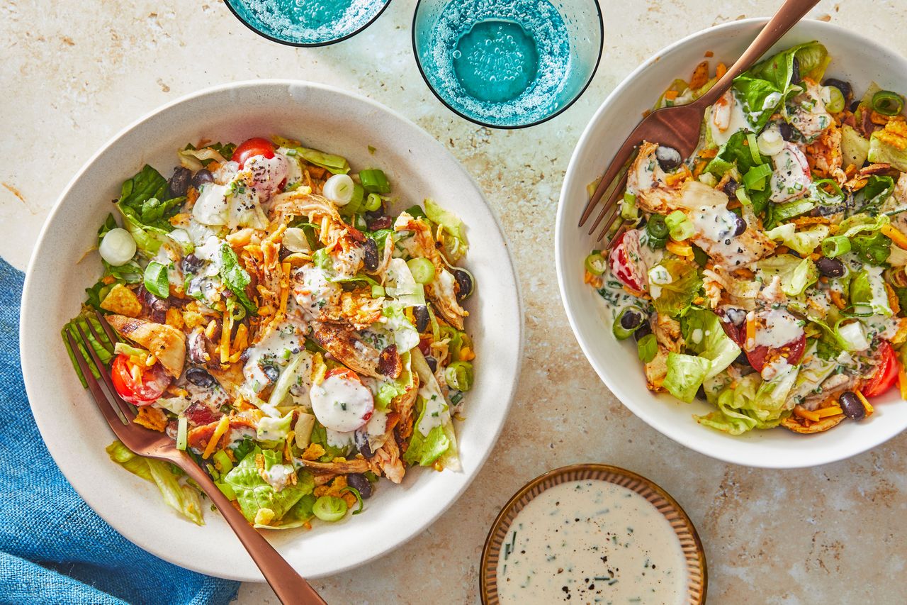 Southern Living BBQ Chicken Salad in bowls to serve