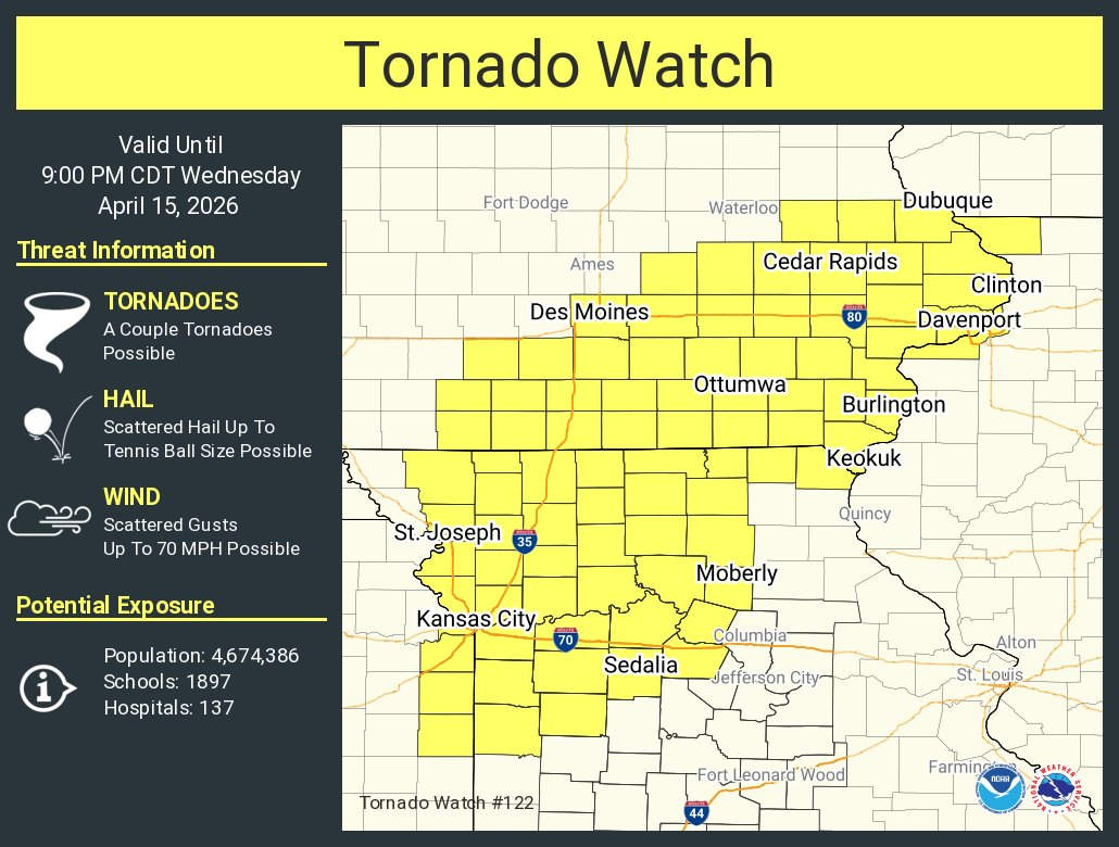 New tornado watch issued for Iowa as third day of severe weather hits