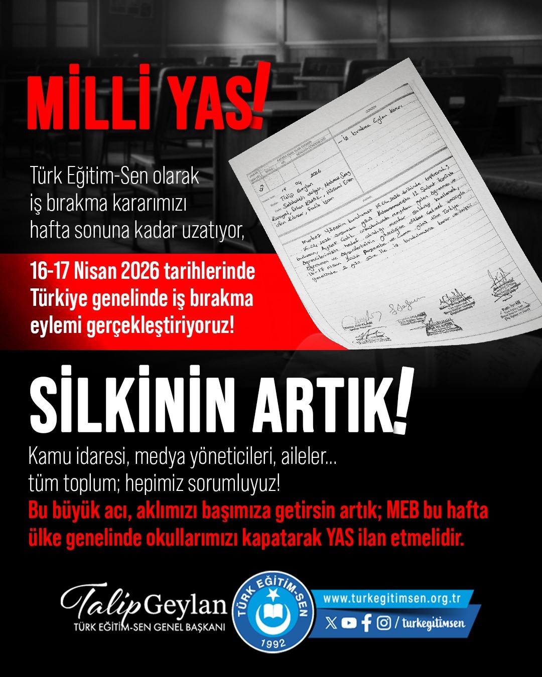 Türk Eğitim-Sen Başkanı Geylan: 