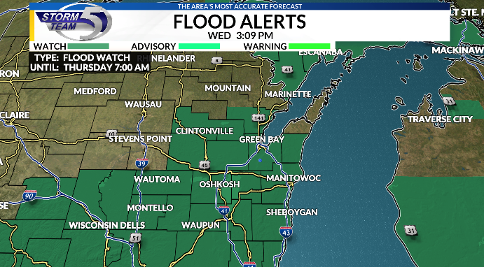 Flood watch: More rain and a few storms possible this evening